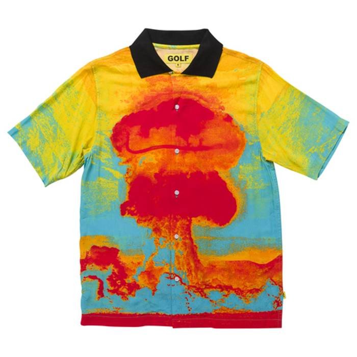 NO NUKES SHORT SLEEVE BUTTON UP