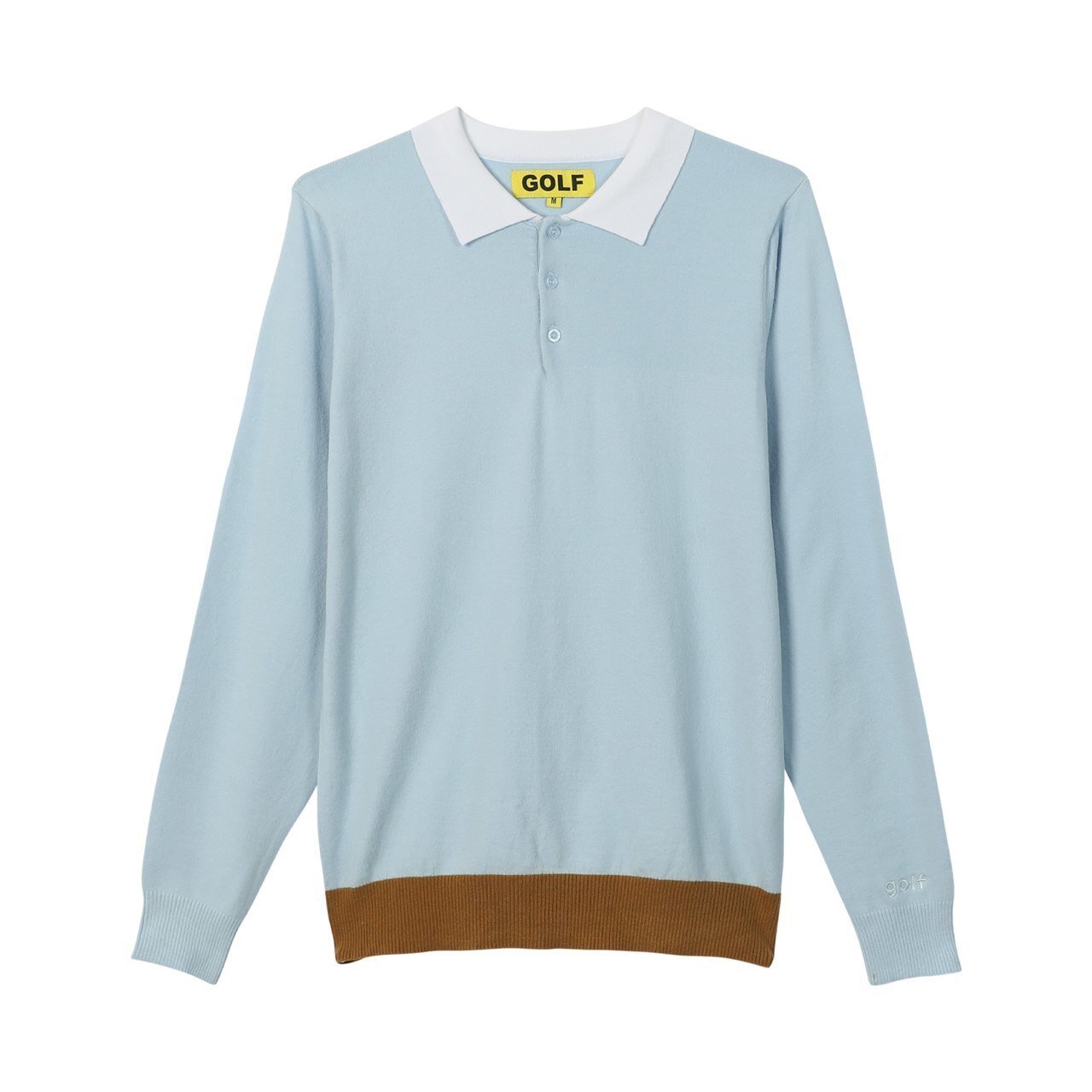 TWO TONE LONG SLEEVE POLO SWEATER