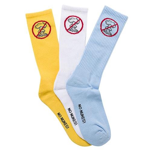 NO NUKES SOCKS YELLOW/WHITE/LIGHT BLUE (3/PK)