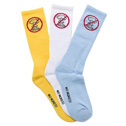 NO NUKES SOCKS YELLOW/WHITE/LIGHT BLUE (3/PK)