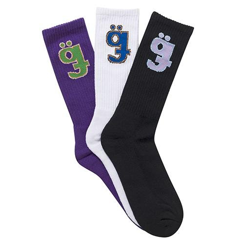 PUZZLE SOCKS WHITE/BLACK/PURPLE (3/PK)