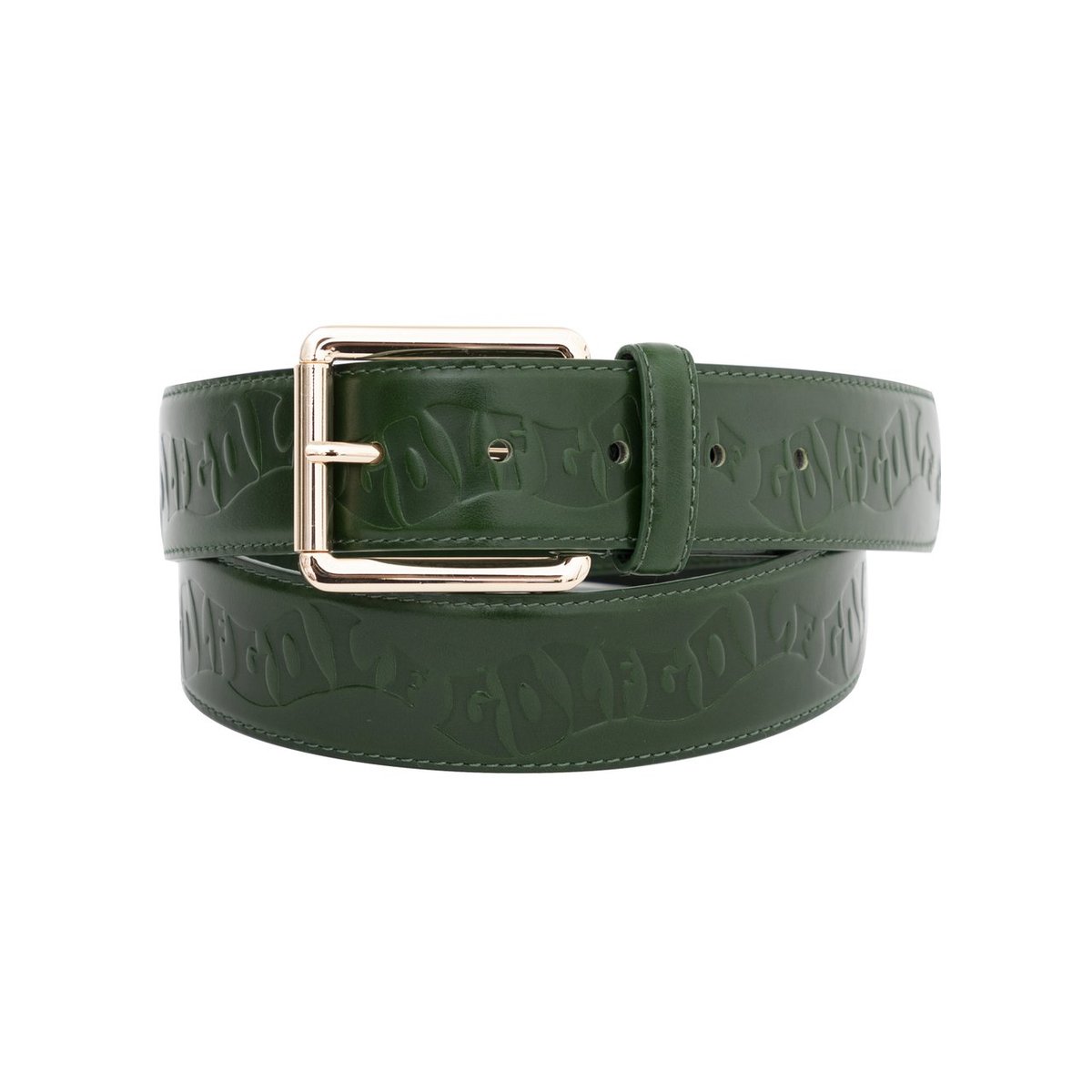 WAVES DEBOSSED LEATHER BELT