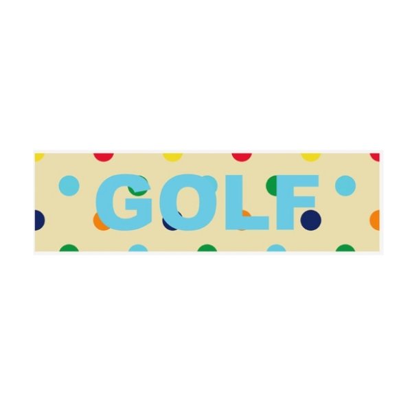 GOLF BOX POLKA DOT STICKER 8.5" X 2.25"