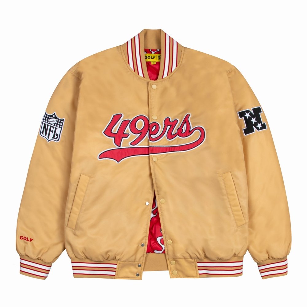 49ERS SATIN BOMBER JACKET