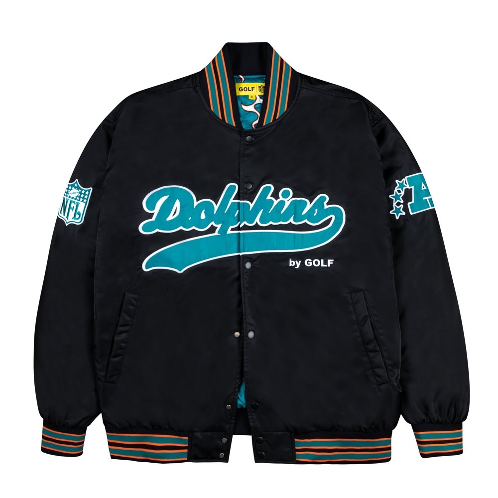DOLPHINS SATIN BOMBER JACKET