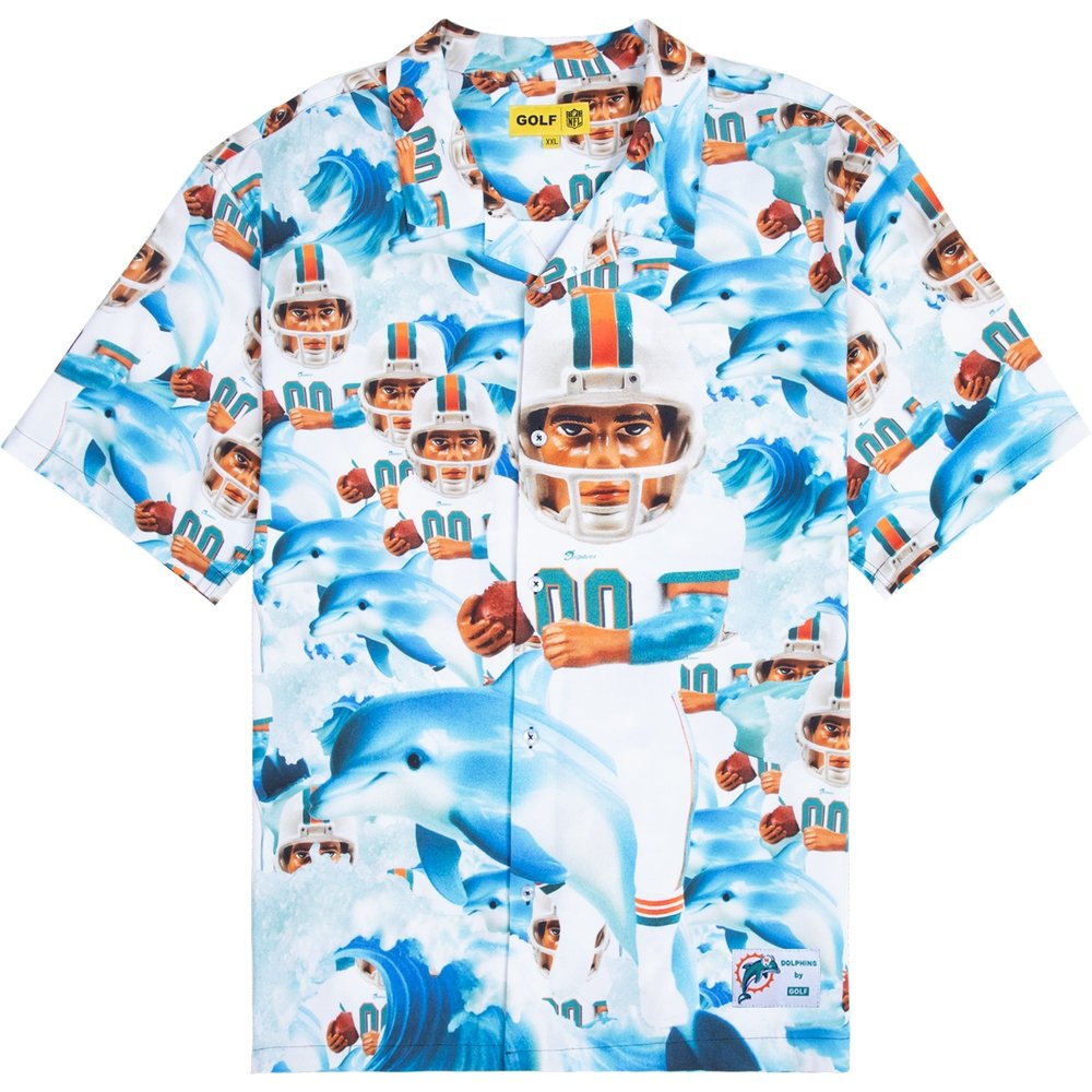 DOLPHINS MASCOT RAYON BUTTON UP
