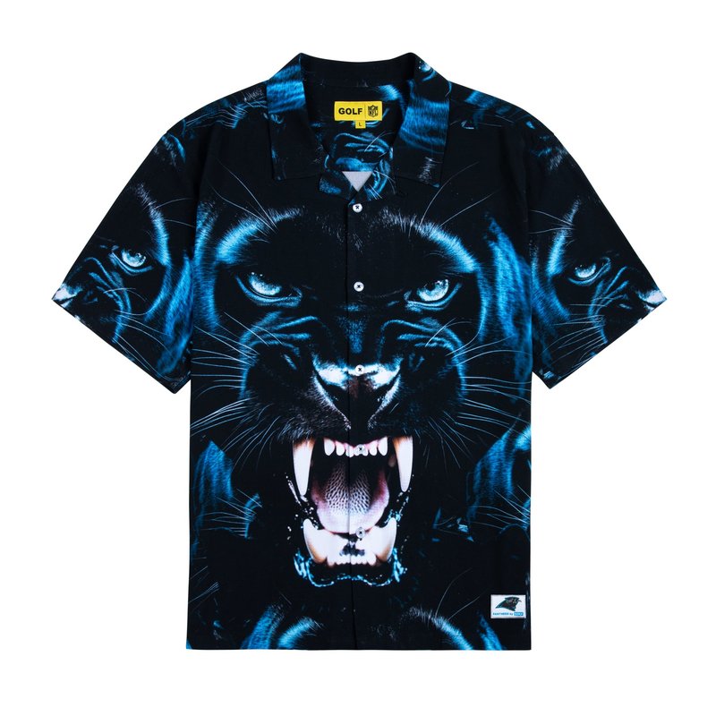 PANTHERS RAYON BUTTON UP