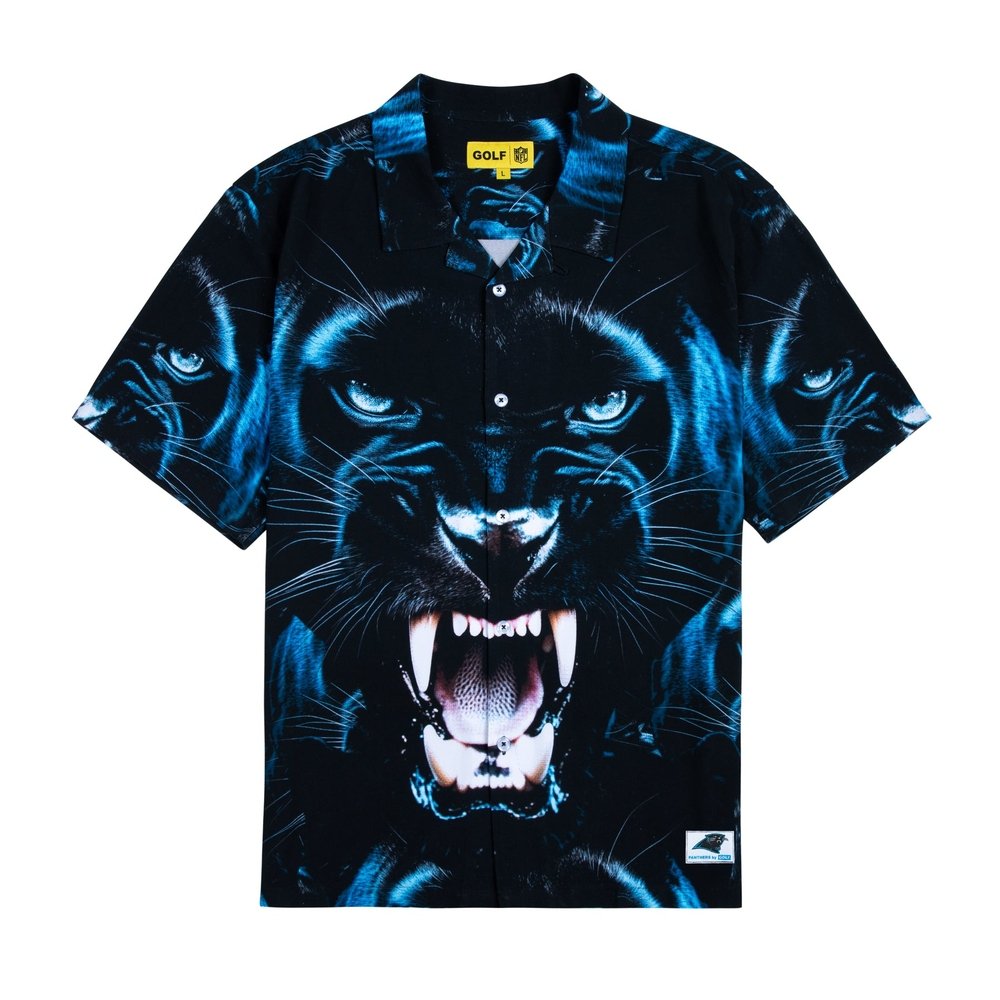 PANTHERS RAYON BUTTON UP