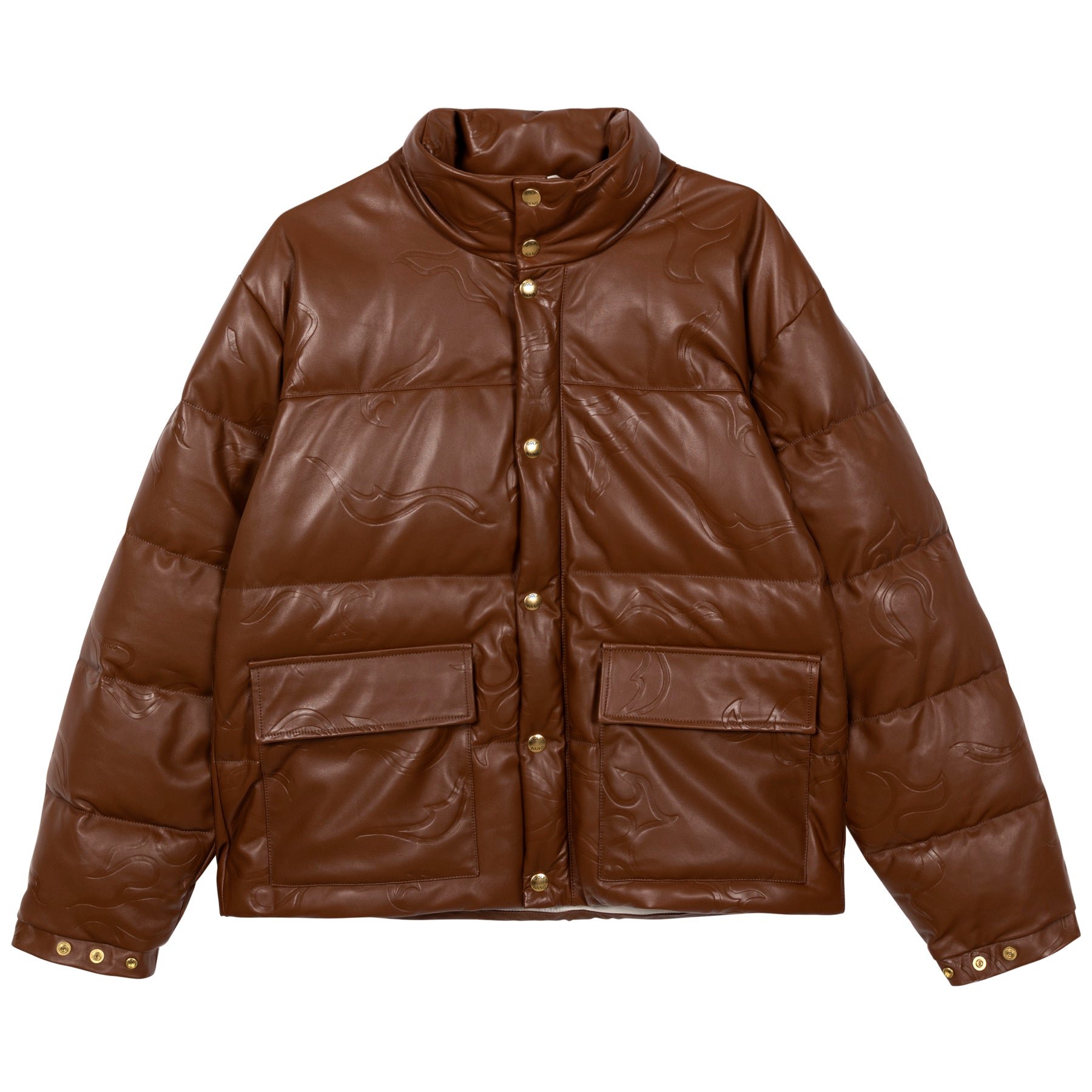 LEATHER FLAME PUFFY JACKET