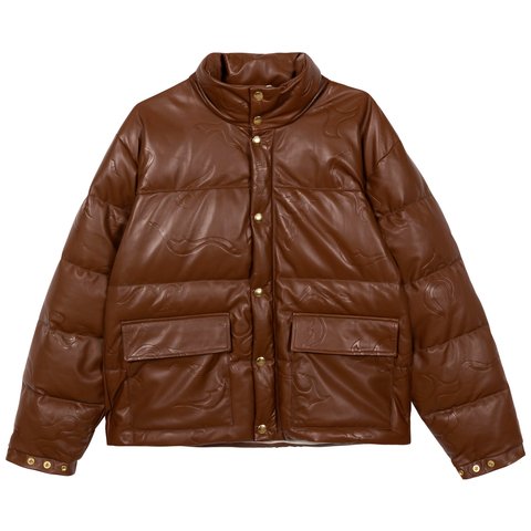 LEATHER FLAME PUFFY JACKET