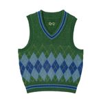BRUSHED ARGYLE SWEATER VEST by GOLF WANG
